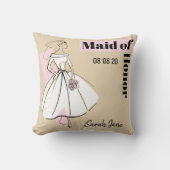 ファッション花嫁ニュートラルメイド・オブ・オーナー(花嫁付き添い人)ピンクバック クッション (正面)