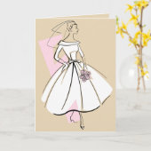 ファッション花嫁ニュートラル文字ベージュ挨拶カード カード (黄色い花)