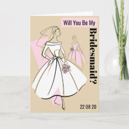 ファッション花嫁ニュートラルBe My Bridesmaid文字カード 招待状