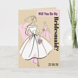 ファッション花嫁ニュートラルBe My Bridesmaid beige 招待状