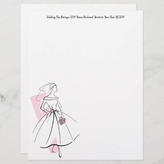 ファッション花嫁ピンクのレターヘッドアドレスの先頭 レターヘッド (正面/裏面)