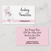 ファッション花嫁ピンクの名刺ピンクバック 名刺 (正面/裏面)