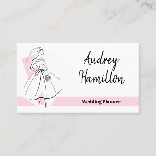 ファッション花嫁ピンクの名刺ピンクバック 名刺 (正面)