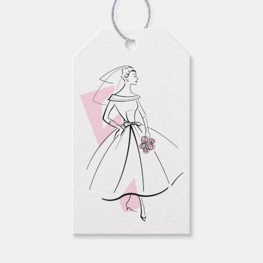ファッション花嫁ピンクの贈り物ラベル垂直 ギフトタグ (正面)
