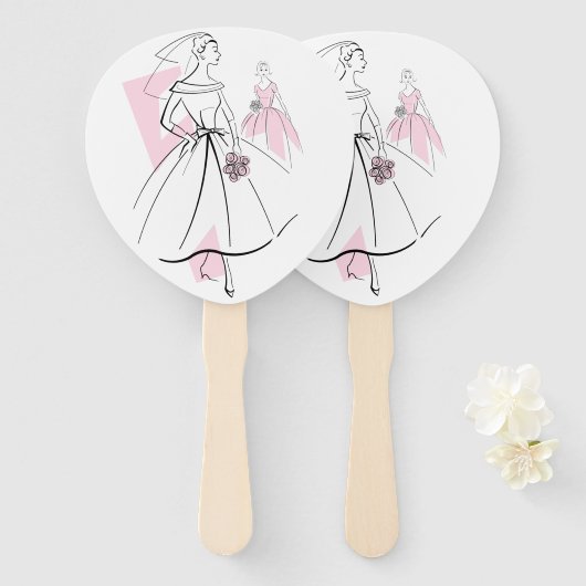 ファッション花嫁ピンクグループファンパドル ハンドファン (正面&裏面)