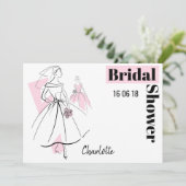 ファッション花嫁ピンクグループブライダルシャワー水平 招待状 (スタンド正面)