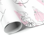 ファッション花嫁ピンクグループラッピング紙 ラッピングペーパー (ロールコーナー)