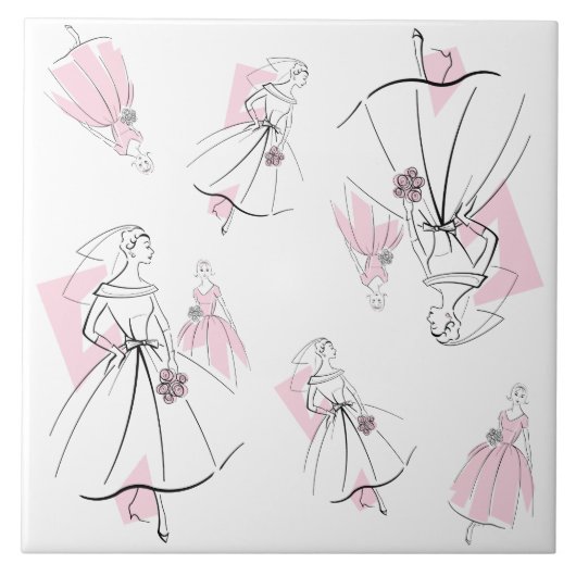 ファッション花嫁ピンクグループ数々のタイル タイル (正面)