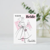 ファッション花嫁ピンクグループ日付名葉書 ポストカード (スタンド正面)