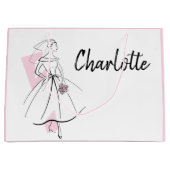 ファッション花嫁ピンクネーム抱き枕ラージピンク ラージペーパーバッグ (正面)