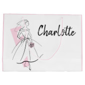 ファッション花嫁ピンクネーム抱き枕ラージピンク ラージペーパーバッグ (裏面)