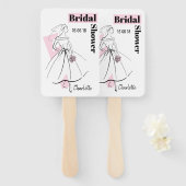 ファッション花嫁ピンクブライダルシャワーファンパドル ハンドファン (正面&裏面)