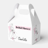 ファッション花嫁ピンクブライダルシャワー名切り妻 フェイバーボックス (正面サイド)