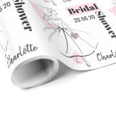 ファッション花嫁ピンクブライダルシャワー日付名 ラッピングペーパー (ロールコーナー)