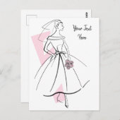 ファッション花嫁ピンク文字葉書 ポストカード (正面/裏面)