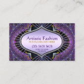 ファッション芸術的フラクタルアートパープル名刺 名刺 (正面)