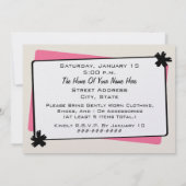 ファッション衣類の交換のパーティーのシマウマのプリントの服の型枠 招待状 (裏面)