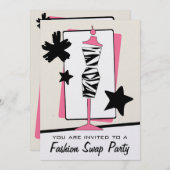 ファッション衣類の交換のパーティーのシマウマのプリントの服の型枠 招待状 (正面/裏面)