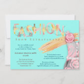 ファッション表示イベント芸術品を気取ったタイポグラフィティール(緑がかった色) 招待状 (正面)