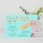 ファッション表示イベント芸術品を気取ったタイポグラフィティール(緑がかった色) 招待状 (スタンド正面)