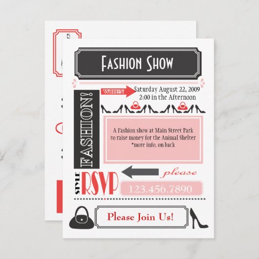 ファッション表示招待状 インビテーションポストカード (正面/裏面)