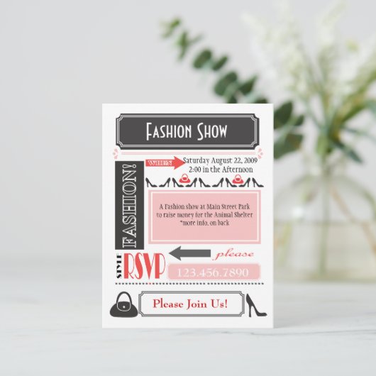 ファッション表示招待状 インビテーションポストカード (スタンド正面)