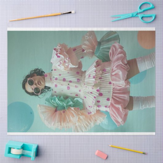 ファッション表示水玉模様ガールデコップページ 薄葉紙 (クラフト)