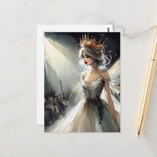 ファッション表示水色の妖精 ポストカード (正面/裏面インサイチュ)