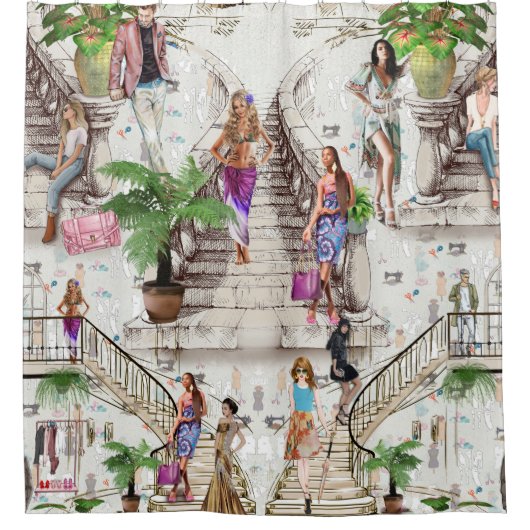 ファッション設計者 シャワーカーテン (正面)