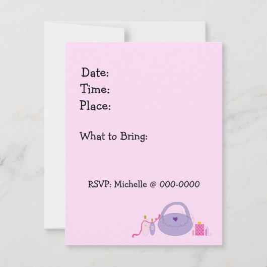 ファッション誕生日パーティーへの招待 招待状 (裏面)