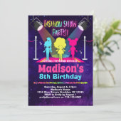 ファッション誕生日パーティーを表示 招待状 (スタンド正面)