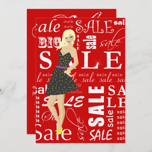 ファッション販売招待状広告小売 招待状 (正面/裏面)