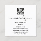 ファッション金ゴールドフローラブルーネイビードレスショップQRロゴ スクエア名刺 (裏面)