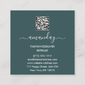 ファッション金ゴールドレッドドレスロゴQRCodeカスタム緑 スクエア名刺 (裏面)