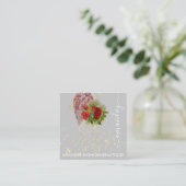 ファッション金ゴールドレッドドレスロゴQRCodeフローラ スクエア名刺 (スタンド正面)