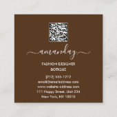 ファッション金ゴールドレッドドレスロゴQRCodeリースブラウン スクエア名刺 (裏面)