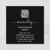 ファッション金ゴールドレースドレスロゴQRCodeショップボーティーク スクエア名刺 (裏面)