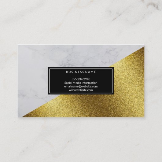 ファッション金ゴールド大理石ジオメトリカラーブロック 名刺 (裏面)