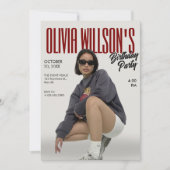 ファッション雑誌の写真の誕生日 招待状 (正面)