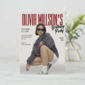 ファッション雑誌の写真の誕生日 招待状 (スタンド正面)