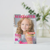 ファッション雑誌風メイクアップ女子の誕生日パーティー 招待状 (スタンド正面)