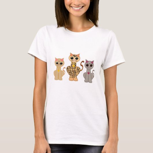 ファッション3匹のかわいい猫 Tシャツ (正面)