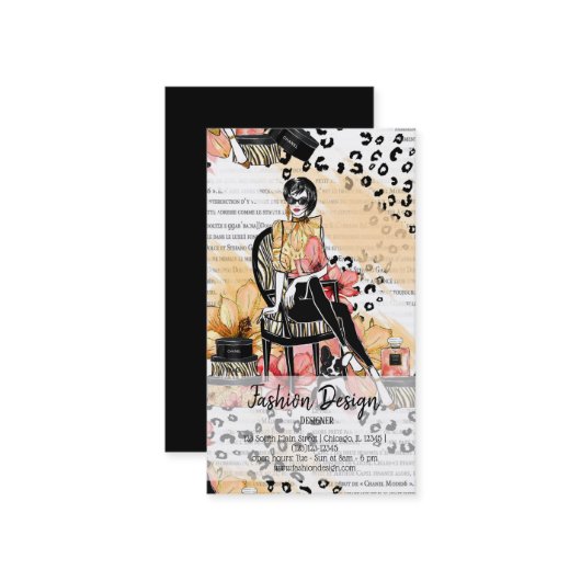 ファッション ガーリー 名刺 (正面/裏面インサイチュ)