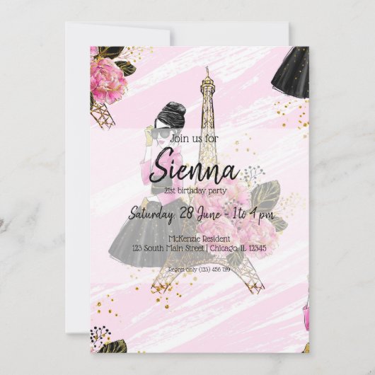 ファッション ガーリー 招待状 (正面)