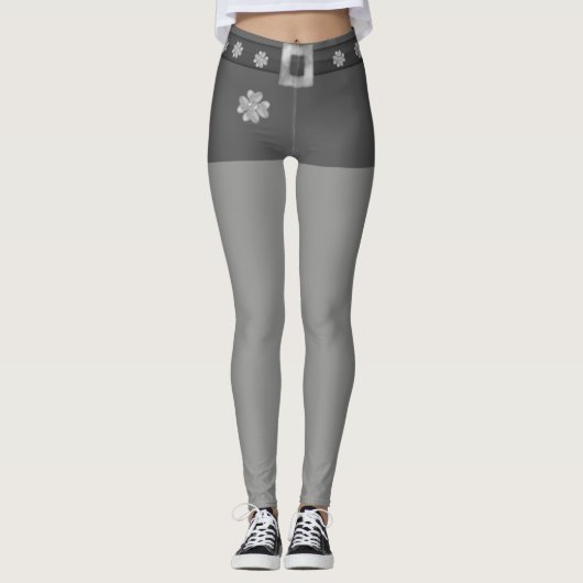 ファッション グレーとシルバー レギンス (正面)