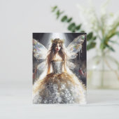 ファッション・ショーでリサイクルドレスを着た妖精 ポストカード (スタンド正面)