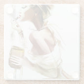 ファッション:スタイリッシュコンテンポラリーポートレート。 ガラスコースター (裏面)