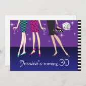 ファッション·パーティー·ガールズ30歳の誕生日 招待状 (正面/裏面)
