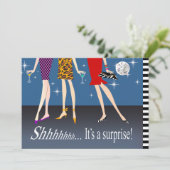 ファッション·パーティー·ガールズ·サプライズ·バースデー·パーティー 招待状 (スタンド正面)