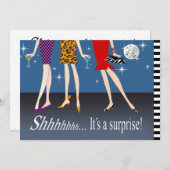 ファッション·パーティー·ガールズ·サプライズ·バースデー·パーティー 招待状 (正面/裏面)